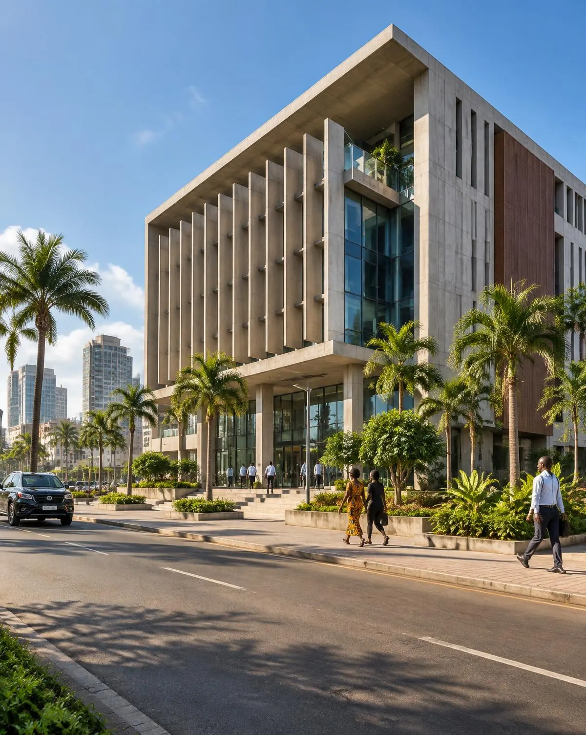 Bâtiment contemporain en milieu urbain